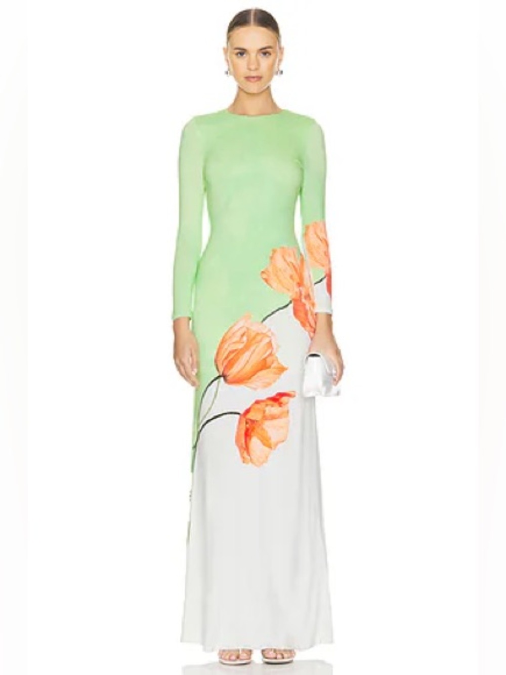 Alice + Olivia Delora Poppy Floral Open-Back Maxi Dress